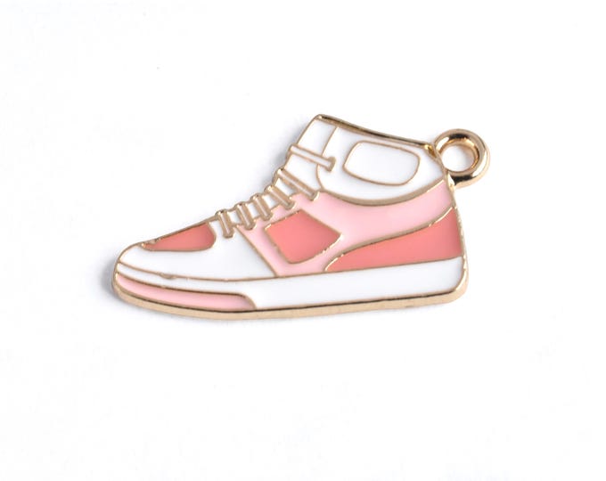 Pink Enamel High Top Shoe Charms, Gold Tone, 25x14mm - 4 pieces  (334)