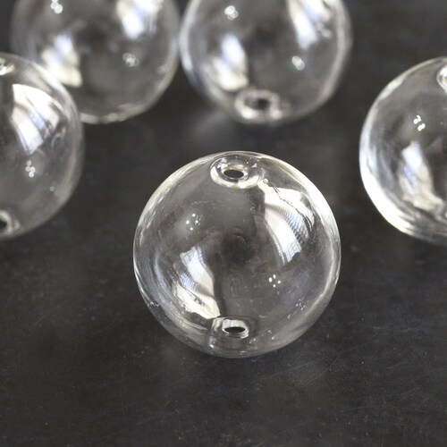 20 Hollow Hand Blown Glass Beads 20mm Etsy