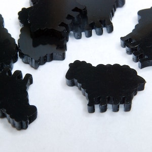 Black Sheep Cabochons, Lamb, Die Cut Plastic, 11 mm - 10 pieces