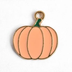 Pumpkin Charms, Light Gold Toned Enamel, 18mm x 16mm - 4 pieces (868)
