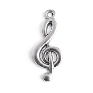 Treble Clef Charms, Silver Tone Music Charm 25x11mm  - 10 pieces (157SF)