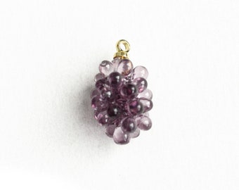 1 Purple Grape Charm, Acrylic 3d Grape Cluster Pendant, 19x11mm (1937)