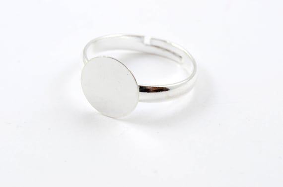 10 mm Pad Adjustable Ring FS-RING001 Silver Ring Blank 10 pieces