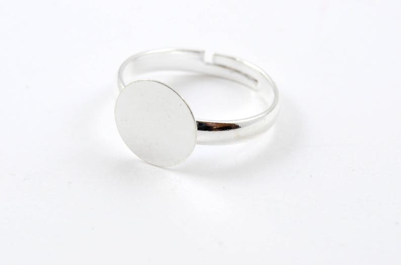 10 mm Pad Adjustable Ring FS-RING001 Silver Ring Blank 10 pieces
