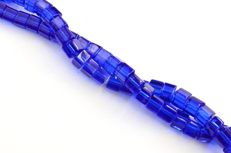 541A 5mm Strand Cube Beads Blue Square Glass Beads Strand Beads