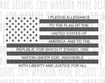 Pledge of Allegiance American Flag Vector SVG - Glowforge ready, perfect for laser engraving and cnc machines