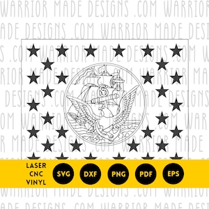 US Navy Emblem Union svg png dxf pdf | American Flag Vector with Navy Emblem | Cricut Laser CNC Cut File for Vinyl Decals Engraving Projects