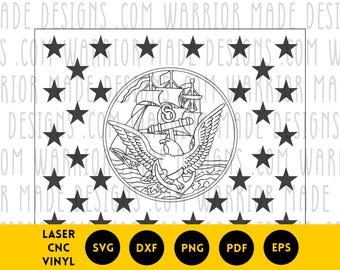 US Navy Emblem Union svg png dxf pdf | American Flag Vector with Navy Emblem | Cricut Laser CNC Cut File for Vinyl Decals Engraving Projects