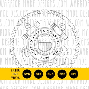Coast Guard Seal svg png dxf pdf | USCG Emblem Vector | CNC Laser Cricut Cut File for Vinyl Decals Military Signs Engraving Retirement Gifts image 1