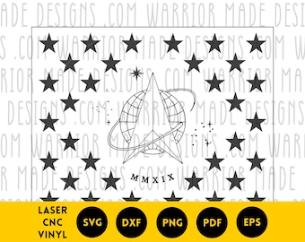 Space Force Union svg png dxf pdf American Flag with US Space Force Emblem Vector CNC Laser Cricut Cut File for Vinyl Decals Signs Engraving