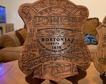 Custom Engraved Wood Police Badge | Law Enforcement, Firefighter Retirement Gift