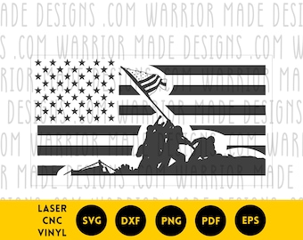 Iwo Jima Flag svg png dxf pdf | Raising the Flag American Flag Vector | CNC Laser Cricut Cut File for Vinyl Decals Patriotic Signs Engraving