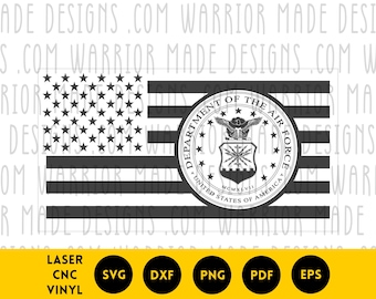 Air Force Flag svg png dxf pdf | American Flag with USAF Emblem Vector | CNC Laser Cricut Cut File for Vinyl Decals Military Signs Engraving