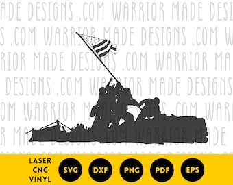 Iwo Jima Flag svg png dxf pdf | Raising the Flag American Flag Vector | CNC Laser Cricut Cut File for Vinyl Decals Patriotic Signs Engraving