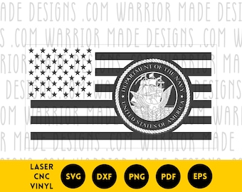 Navy Flag svg png dxf pdf | American Flag with US Navy Emblem Vector | CNC Laser Cricut Cut File for Vinyl Decals, Military Signs, Engraving