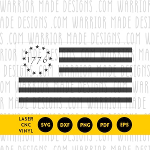 1776 Betsy Ross Flag svg png dxf pdf | Colonial American Flag Vector | CNC Laser Cricut Cut File for Vinyl Decals, Patriotic Signs Engraving