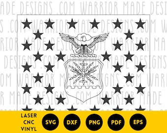 Air Force Union svg png dxf pdf | American Flag with USAF Emblem Vector CNC Laser Cricut Cut File for Vinyl Decals Military Signs Engraving