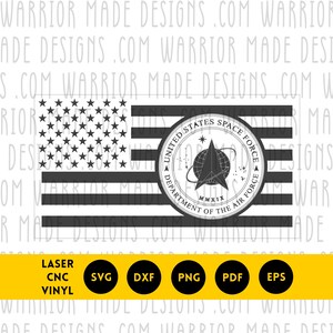 Space Force Flag svg png dxf pdf American Flag with US Space Force Emblem Vector CNC Laser Cricut Cut File for Vinyl Decals Signs Engraving