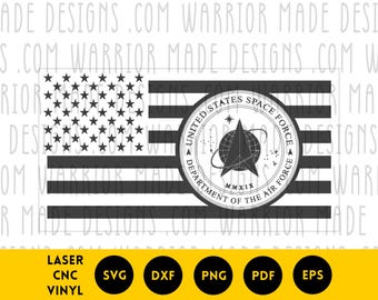 Space Force Flag svg png dxf pdf American Flag with US Space Force Emblem Vector CNC Laser Cricut Cut File for Vinyl Decals Signs Engraving