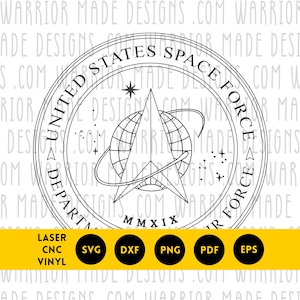 米国宇宙軍の紋章（SVG、PNG、DXF、PDF）｜宇宙軍エンブレムベクター画像｜ビニールデカール、彫刻、愛国心あふれるアートのためのCNCレーザーCricutカットファイル