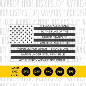 Pledge of Allegiance Flag svg png dxf pdf | American Flag Patriotic Vector | CNC Laser Cricut Cut File for Vinyl Decals, Signs, Engraving