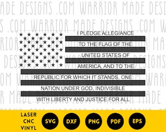 Pledge of Allegiance Flag svg png dxf pdf | American Flag Patriotic Vector | CNC Laser Cricut Cut File for Vinyl Decals, Signs, Engraving