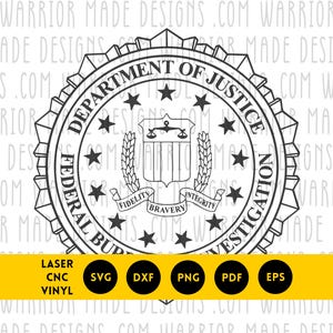 Sceau du FBI svg png dxf pdf | Emblème vectoriel du Bureau fédéral d'investigation | Fichier de découpe laser CNC pour décalcomanies vinyles, enseignes et gravures