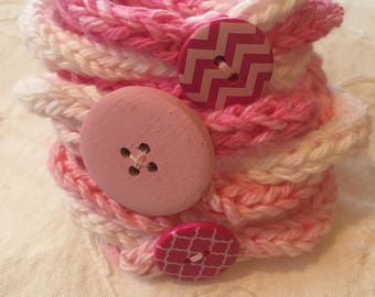 Knit Bracelet, pink multi color