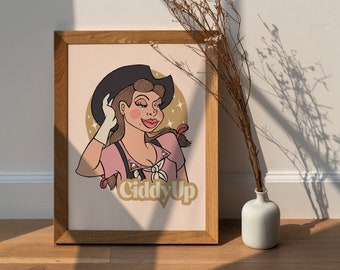 giddy up cowgirl retro style wall print poster digital download