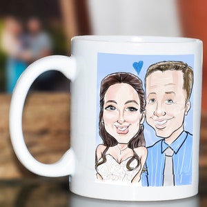 Aangepaste karikatuur op mokken. Aangepaste mokken. Karikatuur. Hand getekend. Karikatuur mok. Gepersonaliseerde cadeau