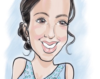 Custom caricature. Face in color. Hand-drawn.