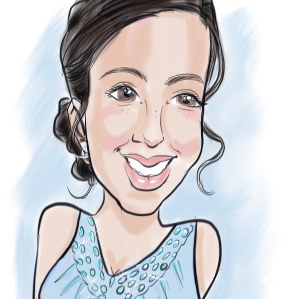 Custom caricature. Face in color. Hand-drawn.