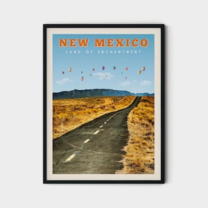 New Mexico Wall Art, New Mexico poster, New Mexico cadeau, vintage zuidwesten decor, New Mexico print, New Mexico kaart, Albuquerque geschenken