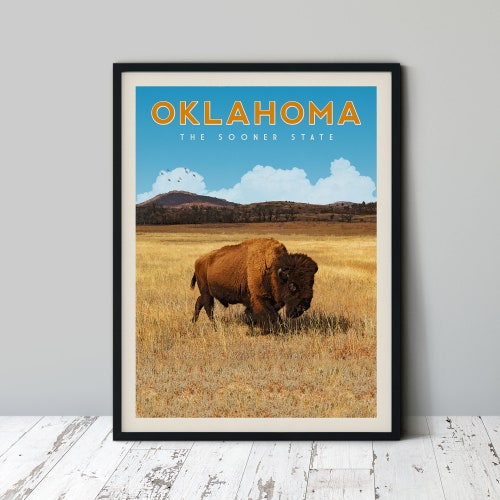 Oklahoma Travel Poster Vintage Oklahoma Print Oklahoma Etsy