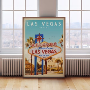 Affiche du panneau Las Vegas, impression encadrée Las Vegas, art mural Las Vegas, décoration Las Vegas, cadeau Las Vegas, affiche de voyage Las Vegas, carte de Las Vegas