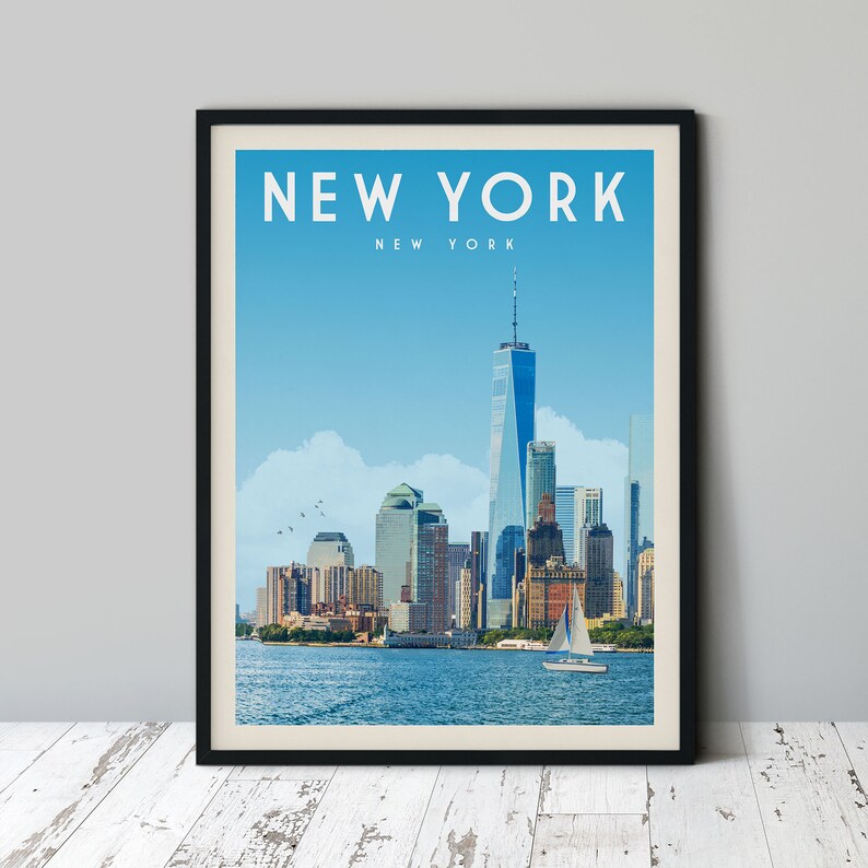 New York City Skyline Poster Print NYC Wall Art Print Home Etsy