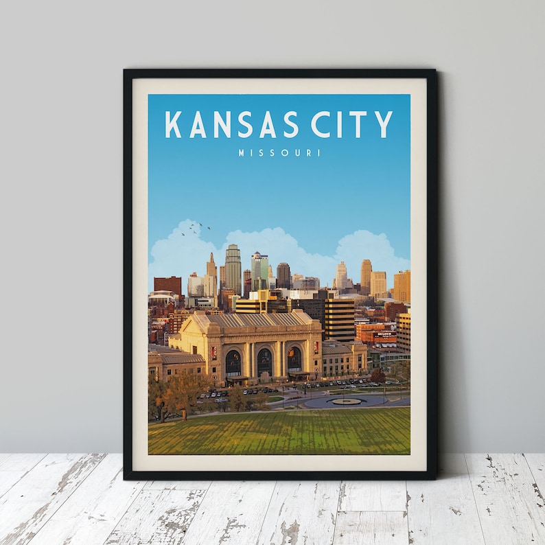Kansas City Vintage Wall Art Kansas City Art Print Travel - Etsy