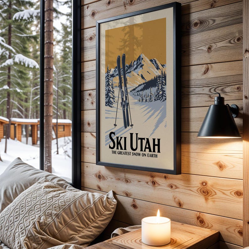 Utah Ski Poster, Apres Ski Decor | Vintage Ski Poster | Ski Lodge Decor ...