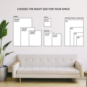 a wall with a variety of paper sizes, including large, small, medium, and international paper sizes, arranged in a grid-like pattern.