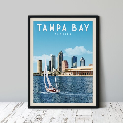 Tampa Bay Florida Poster Tampa Wall Art Vintage Tampa Bay Etsy