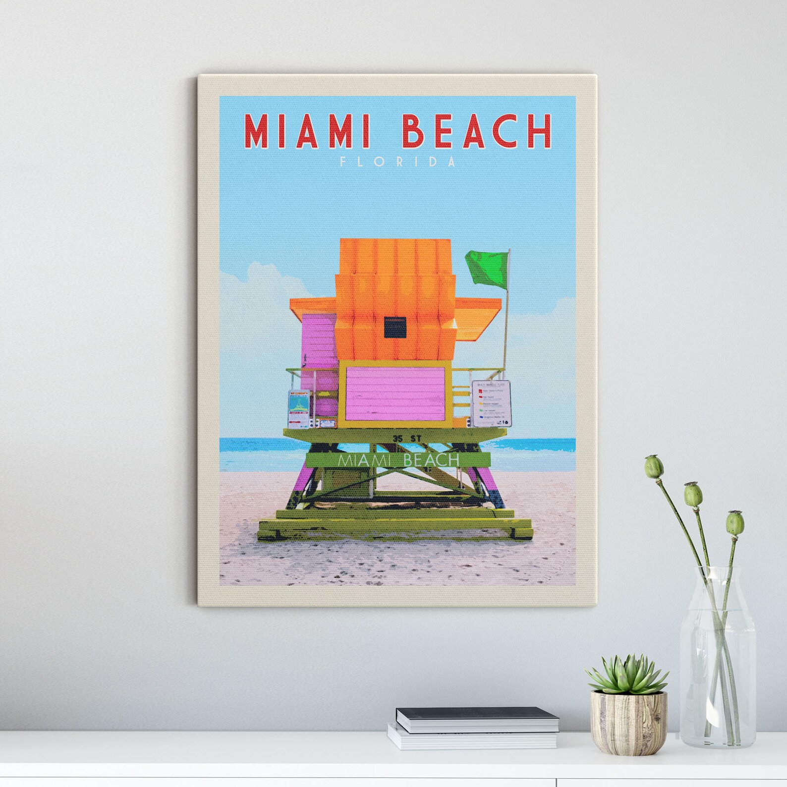 Miami Beach Poster Miami Wall Art Miami Poster Vintage Etsy