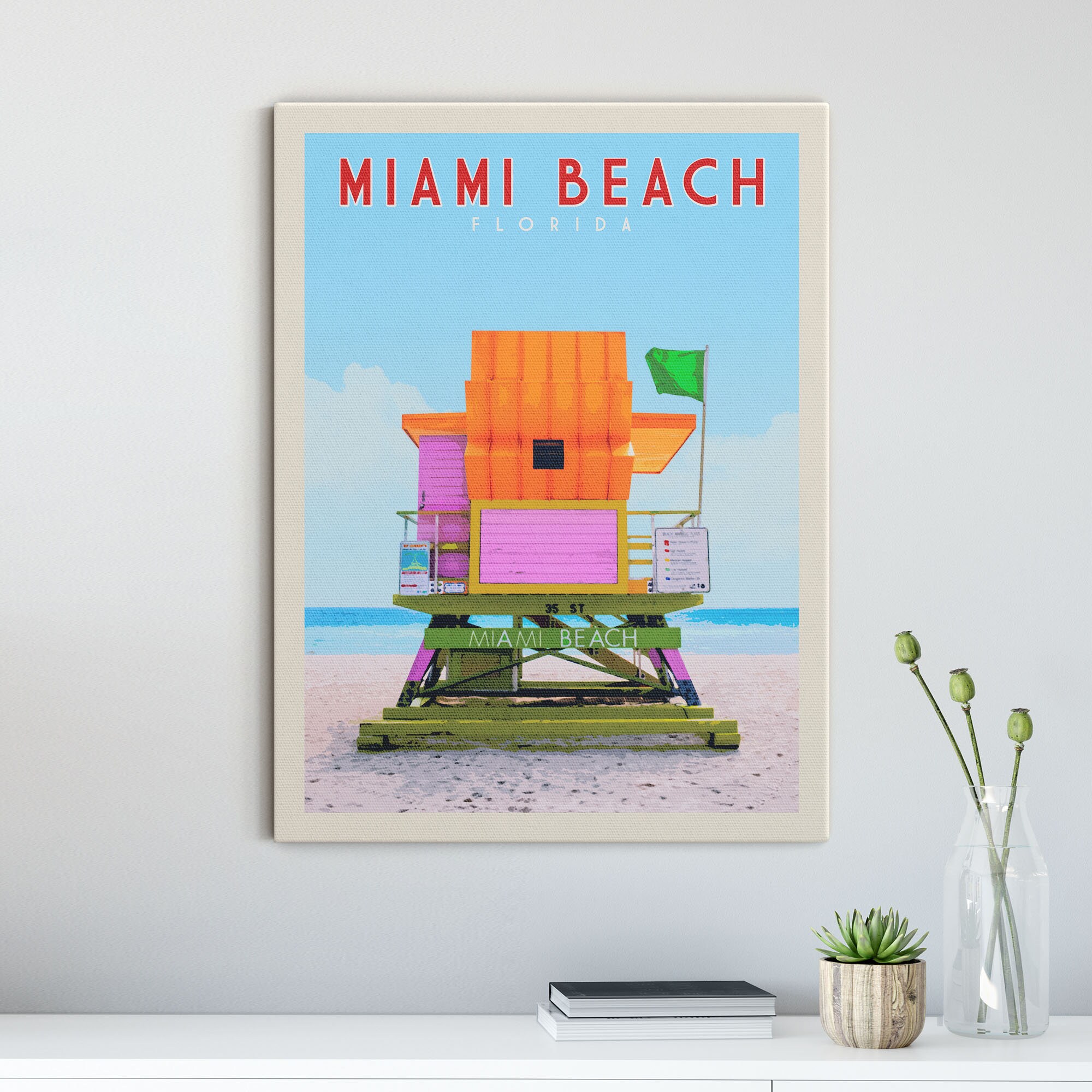 Miami Beach Poster Miami Wall Art Miami Poster Vintage Etsy