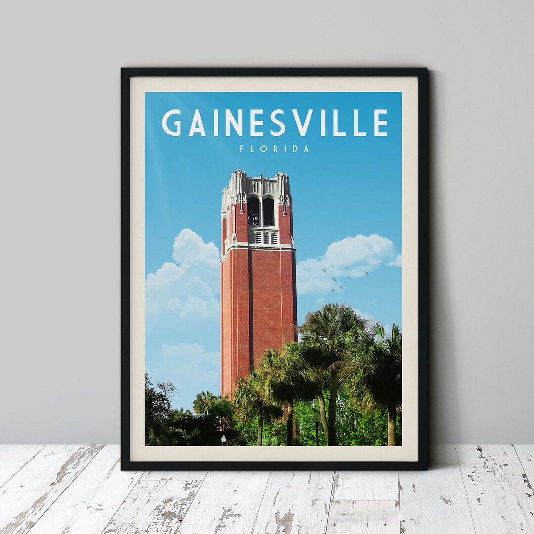 Gainesville Florida Poster, Gainesville Wall Art, Vintage Gainesville, Florida Art Print, Retro Prints Florida