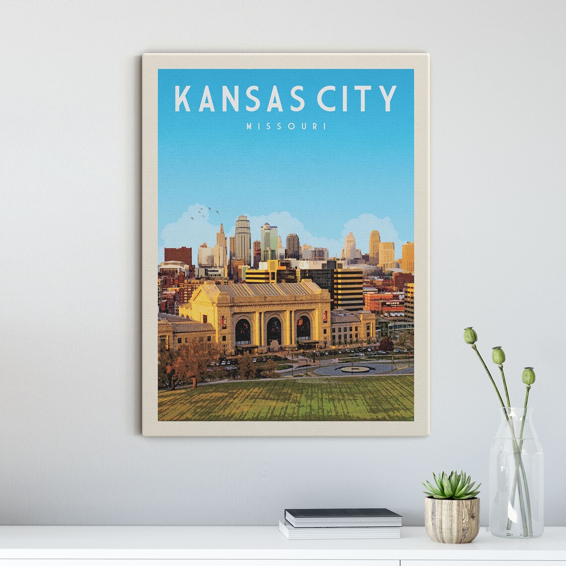 Kansas City Vintage Wall Art Kansas City Art Print Travel | Etsy