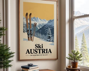Österreich Ski Poster, Retro Apres Ski Druck | Vintage Ski Poster | Ski Geschenk für Männer