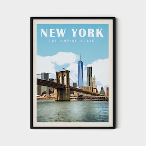 Arte mural de la ciudad de Nueva York, decoración de pared de Nueva York, impresión de Nueva York, horizonte de Nueva York, impresión de Nueva York, póster de Nueva York, póster del puente de Brooklyn, decoración de Nueva York