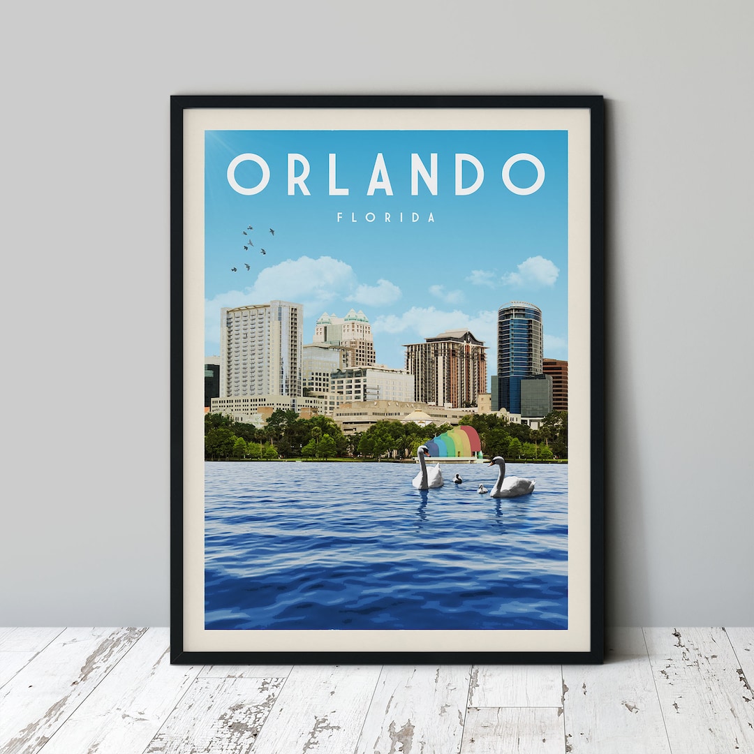 Orlando Florida Poster Orlando Wall Art Vintage Orlando Etsy