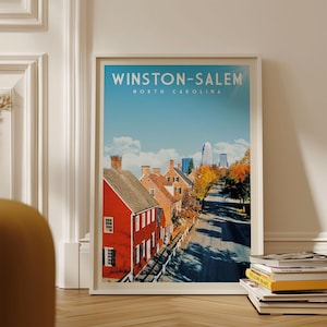 Winston-Salem Poster, Winston-Salem Wall Art Print | Vintage North Carolina Travel Poster | Winston-Salem Print, North Carolina Gift