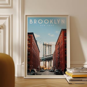 Brooklyn Poster, Brooklyn Wall Art Print | Vintage New York Travel Poster | Brooklyn Print, City Apartment Gift