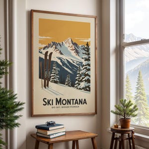 Montana Ski Poster, Apres Ski Poster | Vintage Ski Poster | Vintage Ski Wall Art for Ski Lodge Decor